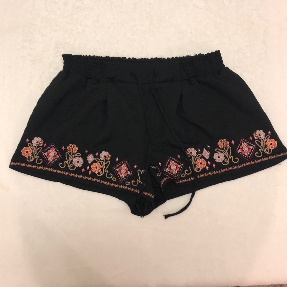 Embroidered Drawstring Shorts